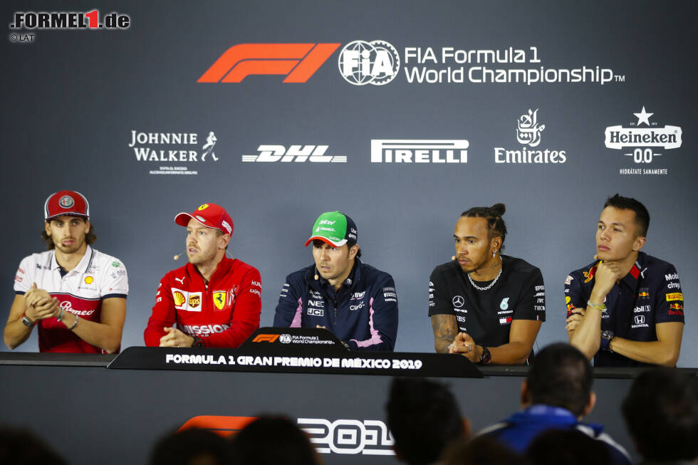 Foto zur News: Antonio Giovinazzi (Alfa Romeo), Sebastian Vettel (Ferrari), Sergio Perez (Racing Point), Lewis Hamilton (Mercedes) und Alexander Albon (Red Bull)