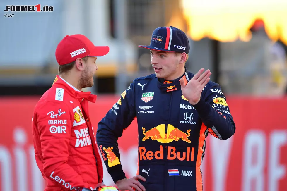 Foto zur News: Sebastian Vettel (Ferrari) und Max Verstappen (Red Bull)