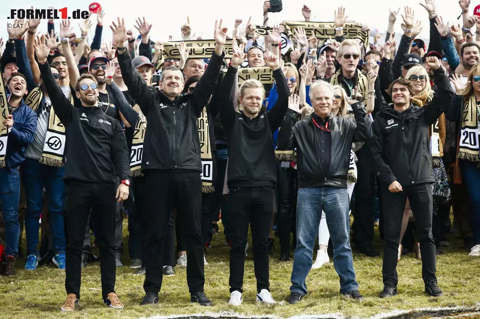 Foto zur News: Romain Grosjean (Haas), Kevin Magnussen (Haas) und Pietro Fittipaldi