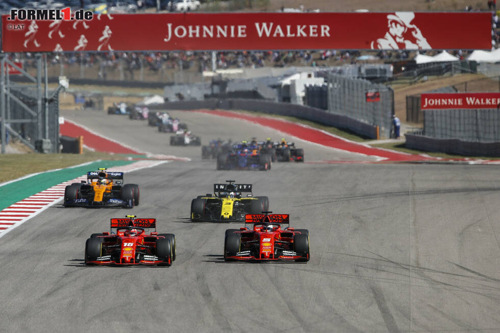 Foto zur News: Charles Leclerc (Ferrari), Sebastian Vettel (Ferrari), Daniel Ricciardo (Renault) und Lando Norris (McLaren)