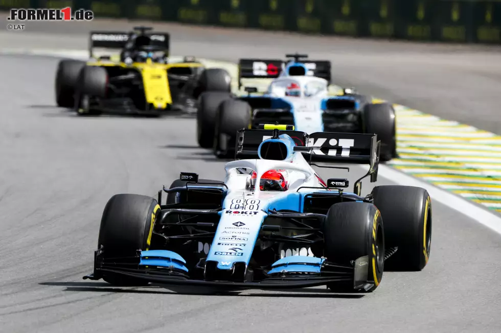 Foto zur News: Robert Kubica (Williams), George Russell (Williams) und Daniel Ricciardo (Renault)