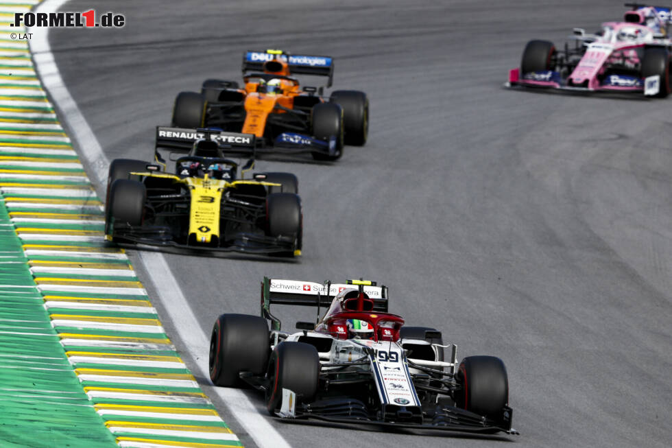 Foto zur News: Antonio Giovinazzi (Alfa Romeo), Nico Hülkenberg (Renault) und Lando Norris (McLaren)