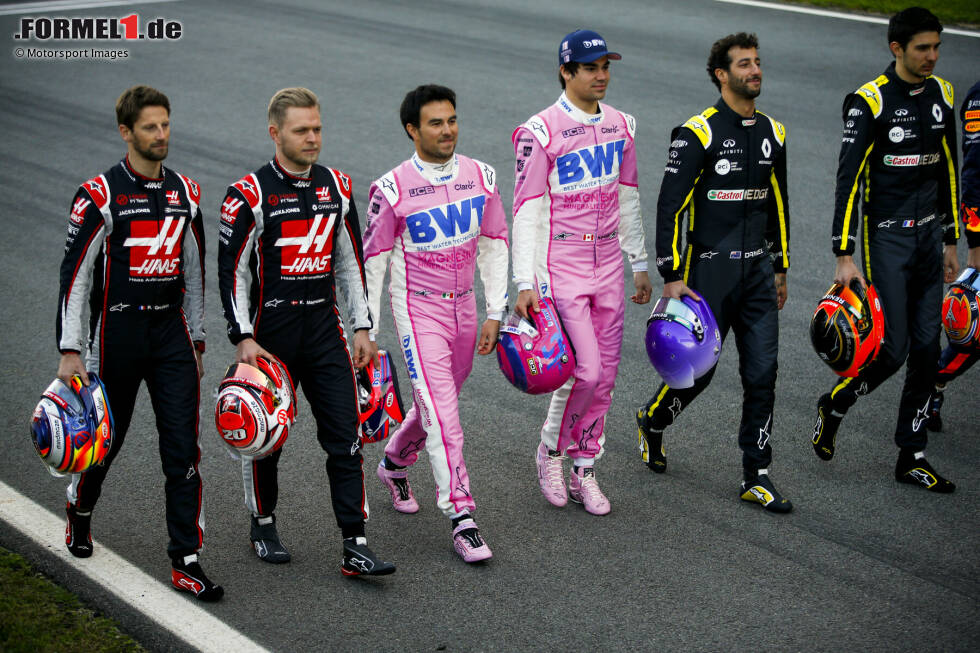 Foto zur News: Romain Grosjean (Haas), Kevin Magnussen (Haas), Sergio Perez (Racing Point), Lando Norris (McLaren), Daniel Ricciardo (Renault) und Esteban Ocon (Renault)