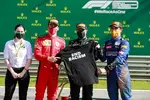 Foto zur News: Charles Leclerc (Ferrari), Valtteri Bottas (Mercedes) und Lando Norris (McLaren)