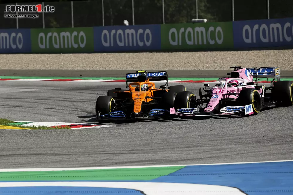 Foto zur News: Lando Norris (McLaren) und Sergio Perez (Racing Point)