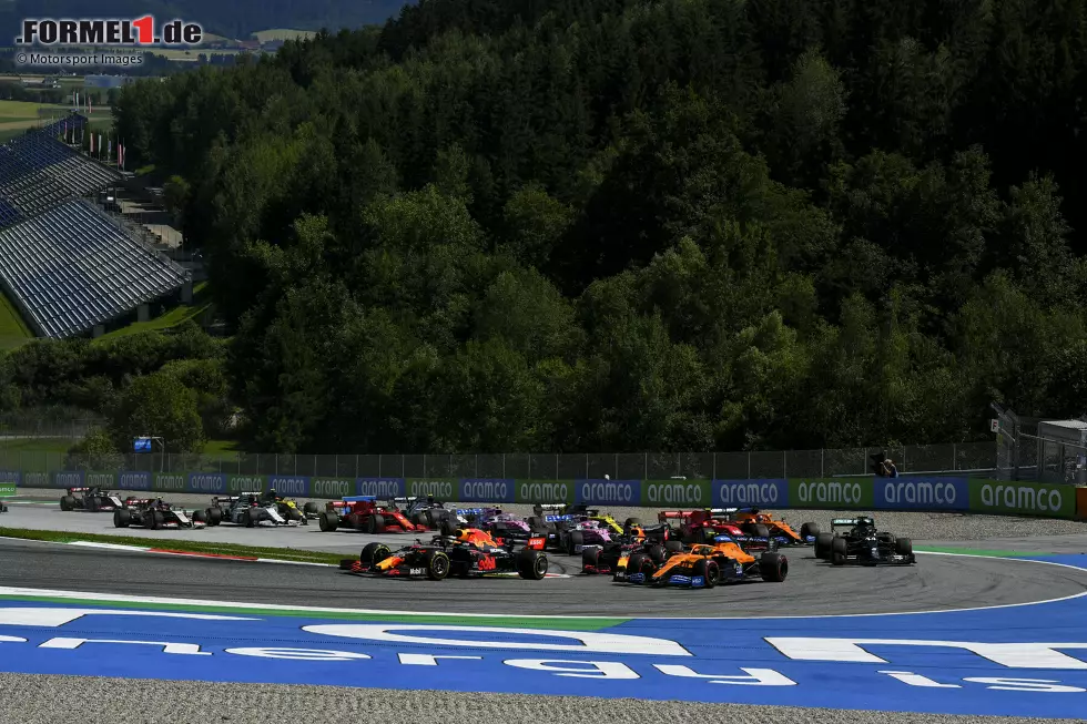 Foto zur News: Max Verstappen (Red Bull), Alexander Albon (Red Bull), Lando Norris (McLaren), Lewis Hamilton (Mercedes) und Charles Leclerc (Ferrari)