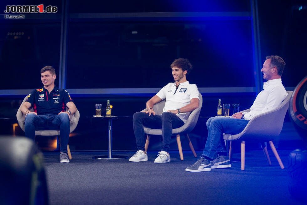 Foto zur News: Max Verstappen (Red Bull), Pierre Gasly (AlphaTauri), Christian Horner (Red Bull)