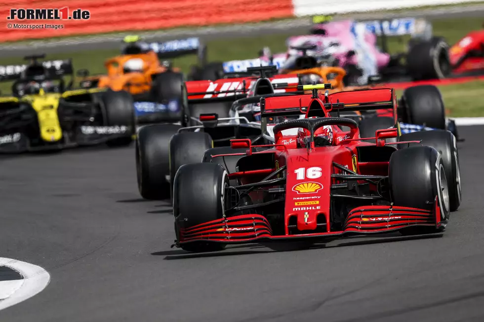 Foto zur News: Charles Leclerc (Ferrari), Romain Grosjean (Haas) und Daniel Ricciardo (Renault)