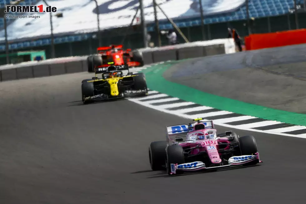 Foto zur News: Lance Stroll (Racing Point), Esteban Ocon (Renault) und Sebastian Vettel (Ferrari)