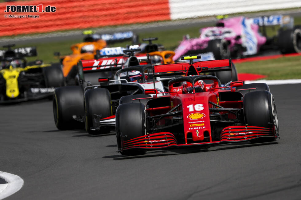Foto zur News: Charles Leclerc (Ferrari), Romain Grosjean (Haas) und Daniel Ricciardo (Renault)