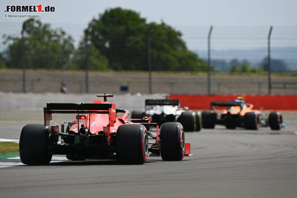Foto zur News: Lando Norris (McLaren), Romain Grosjean (Haas) und Sebastian Vettel (Ferrari)