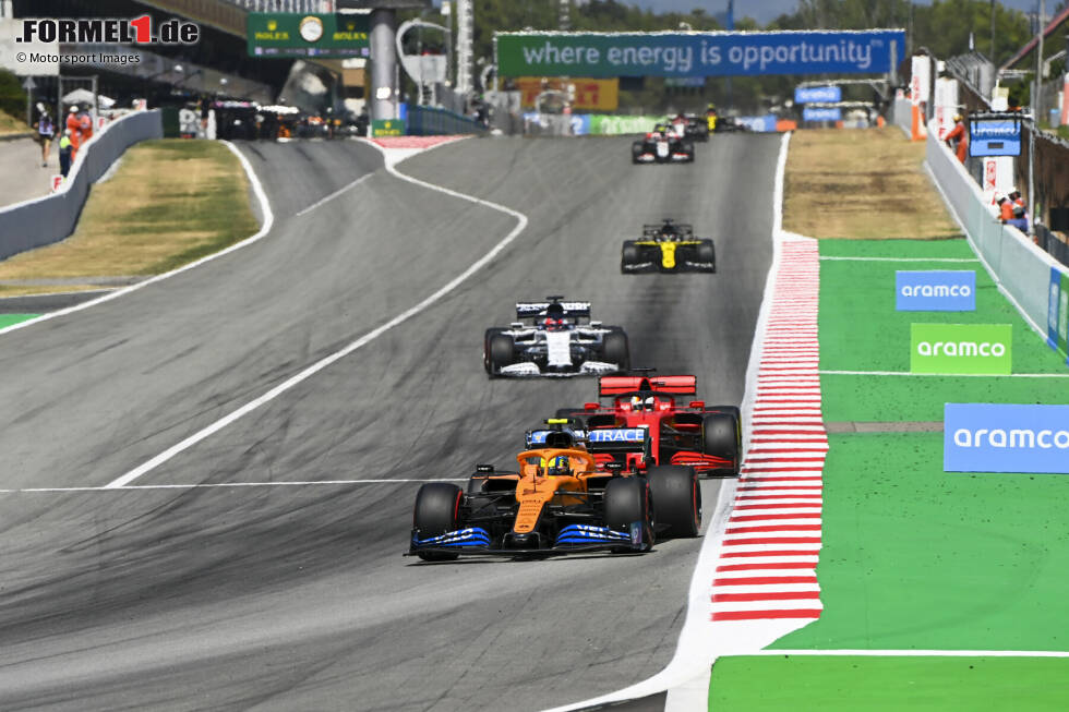 Foto zur News: Lando Norris (McLaren), Sebastian Vettel (Ferrari) und Daniil Kwjat (AlphaTauri)