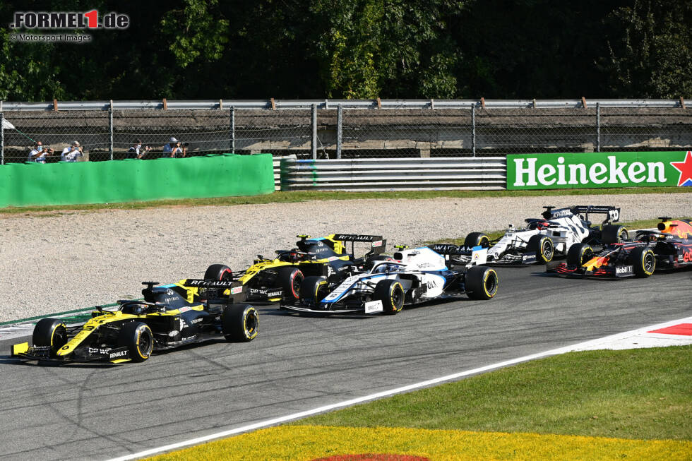 Foto zur News: Daniel Ricciardo (Renault), Nicholas Latifi (Williams) und Esteban Ocon (Renault)