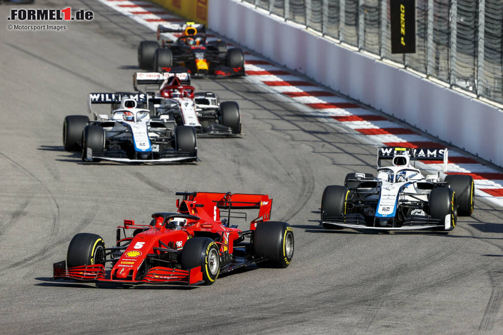 Sebastian Vettel (Ferrari), Nicholas Latifi (Williams), George Russell (Williams) und Kimi Räikkönen (Alfa Romeo) Sebastian Vettel (Ferrari), Nicholas Latifi (Williams), George Russell (Williams) und Kimi Räikkönen (Alfa Romeo)