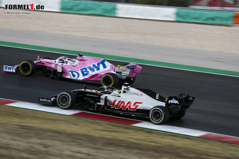 Foto zur News: Sergio Perez (Racing Point) und Romain Grosjean (Haas)