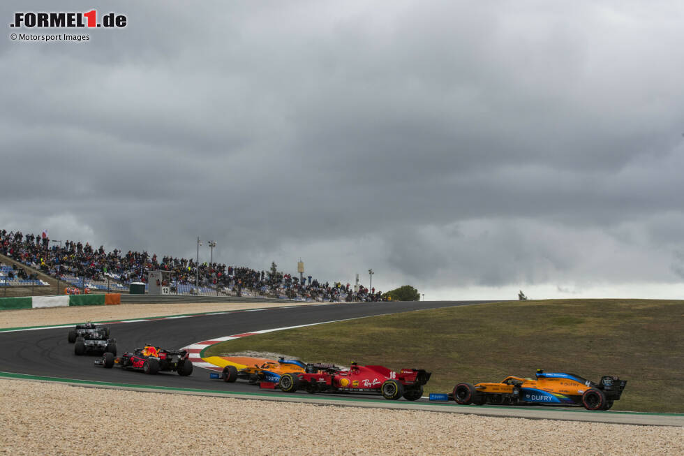 Valtteri Bottas (Mercedes), Lewis Hamilton (Mercedes), Max Verstappen (Red Bull), Carlos Sainz (McLaren), Charles Leclerc (Ferrari) und Lando Norris (McLaren) Valtteri Bottas (Mercedes), Lewis Hamilton (Mercedes), Max Verstappen (Red Bull), Carlos Sainz (McLaren), Charles Leclerc (Ferrari) und Lando Norris (McLaren)