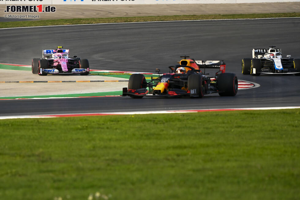 Foto zur News: Max Verstappen (Red Bull), George Russell (Williams) und Lance Stroll (Racing Point)