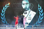 Foto zur News: Sebastian Vettel (Ferrari), Lewis Hamilton (Mercedes), Toto Wolff und Sergio Perez (Racing Point)