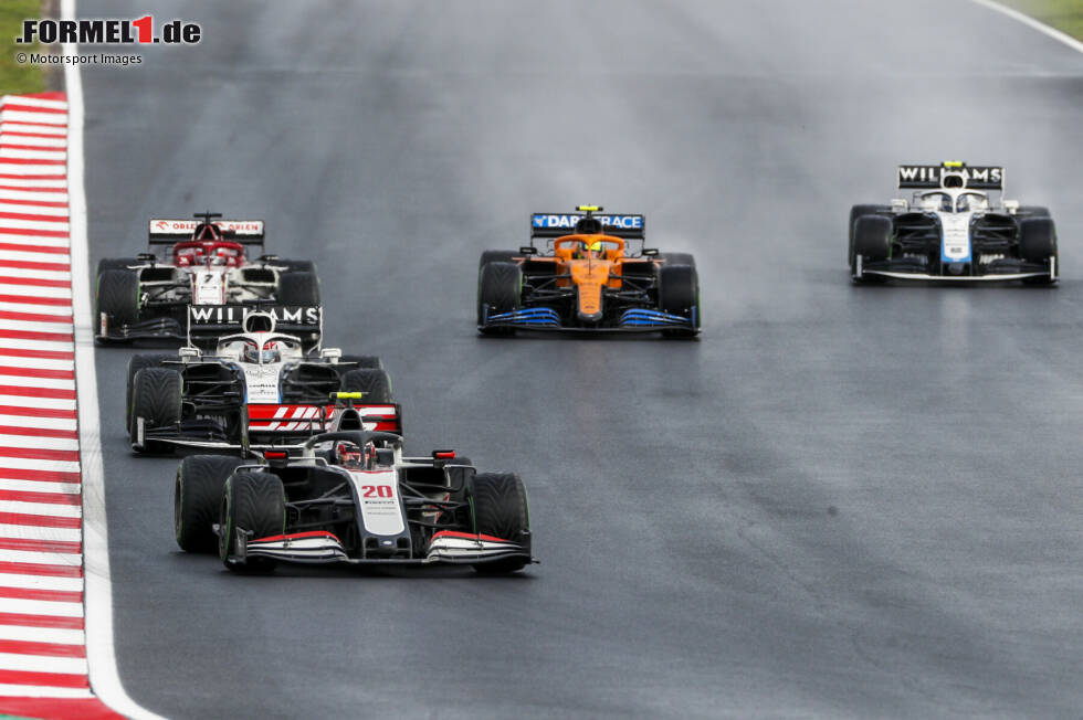 Foto zur News: Kevin Magnussen (Haas), George Russell (Williams), Kimi Räikkönen (Alfa Romeo), Lando Norris (McLaren) und Nicholas Latifi (Williams)