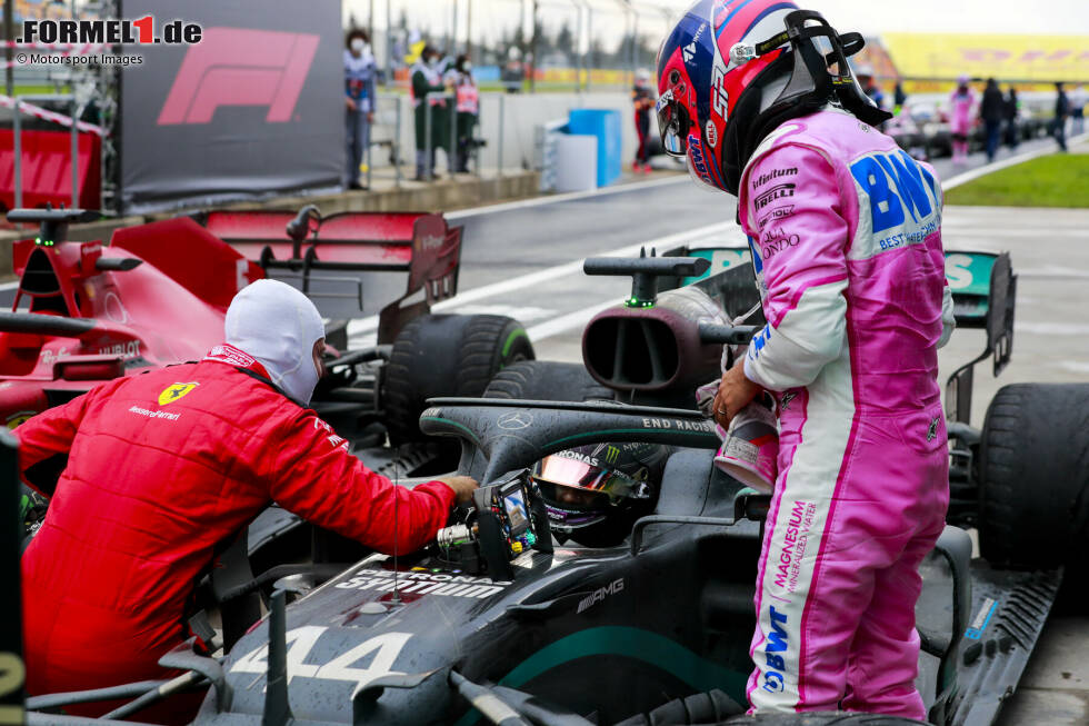 Foto zur News: Lewis Hamilton (Mercedes), Sebastian Vettel (Ferrari) und Sergio Perez (Racing Point)