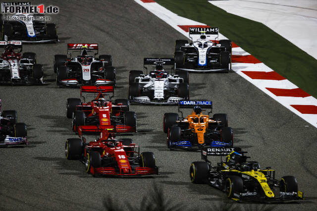 Daniel Ricciardo (Renault), Charles Leclerc (Ferrari), Carlos Sainz (McLaren), Sebastian Vettel (Ferrari), Daniil Kwjat (AlphaTauri), Kevin Magnussen (Haas) und Nicholas Latifi (Williams) 