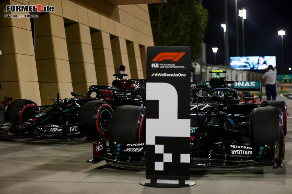 Foto zur News: Valtteri Bottas (Mercedes), George Russell (Mercedes) und Pietro Fittipaldi (Haas)