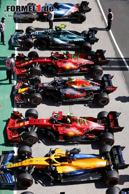 Foto zur News: Lando Norris (McLaren), Carlos Sainz (Ferrari), Sergio Perez (Red Bull), Charles Leclerc (Ferrari), Sebastian Vettel (Aston Martin) und Esteban Ocon (Alpine)