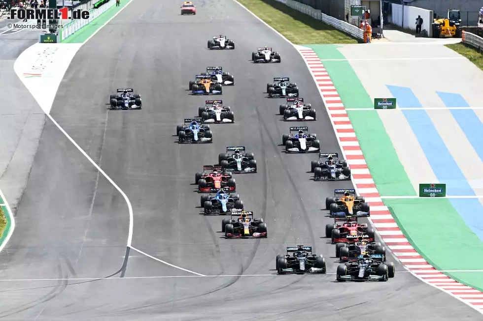 Foto zur News: Valtteri Bottas (Mercedes), Lewis Hamilton (Mercedes), Max Verstappen (Red Bull), Carlos Sainz (Ferrari), Lando Norris (McLaren) und Sergio Perez (Red Bull)