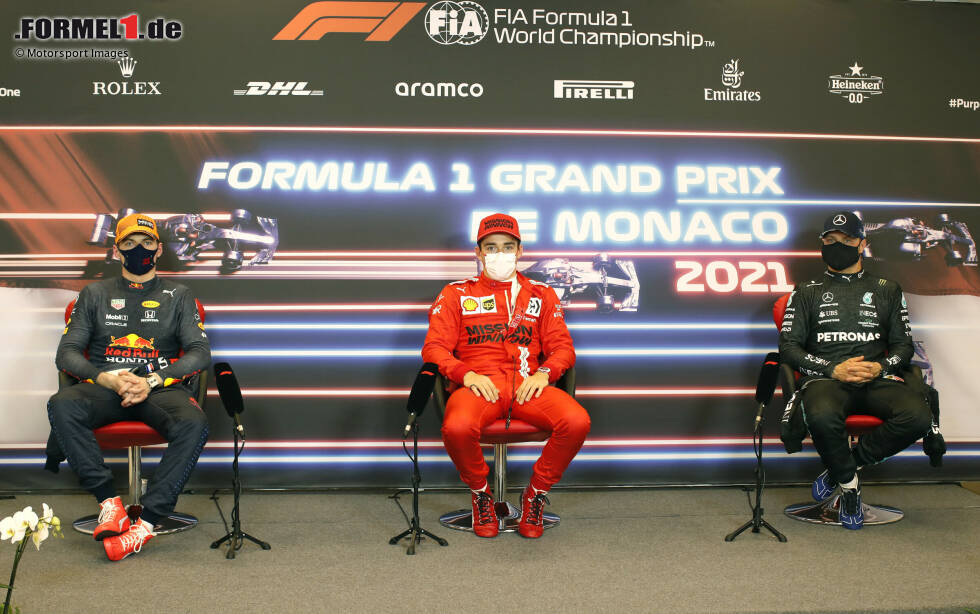 Foto zur News: Max Verstappen (Red Bull), Charles Leclerc (Ferrari) und Valtteri Bottas (Mercedes)