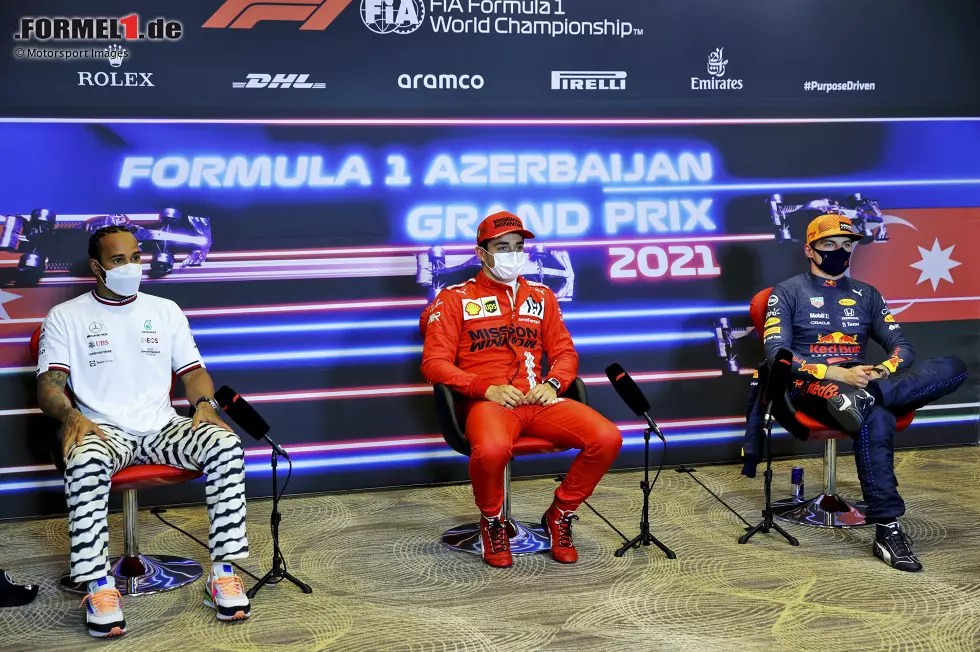 Foto zur News: Lewis Hamilton (Mercedes), Charles Leclerc (Ferrari) und Max Verstappen (Red Bull)