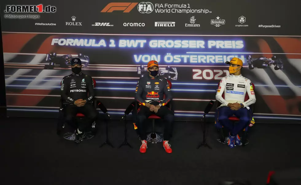 Foto zur News: Valtteri Bottas (Mercedes), Max Verstappen (Red Bull) und Lando Norris (McLaren)