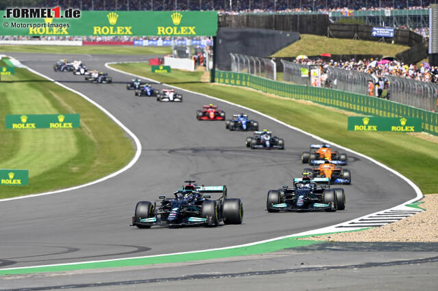 Lewis Hamilton (Mercedes), Valtteri Bottas (Mercedes), Lando Norris (McLaren) und Daniel Ricciardo (McLaren) 