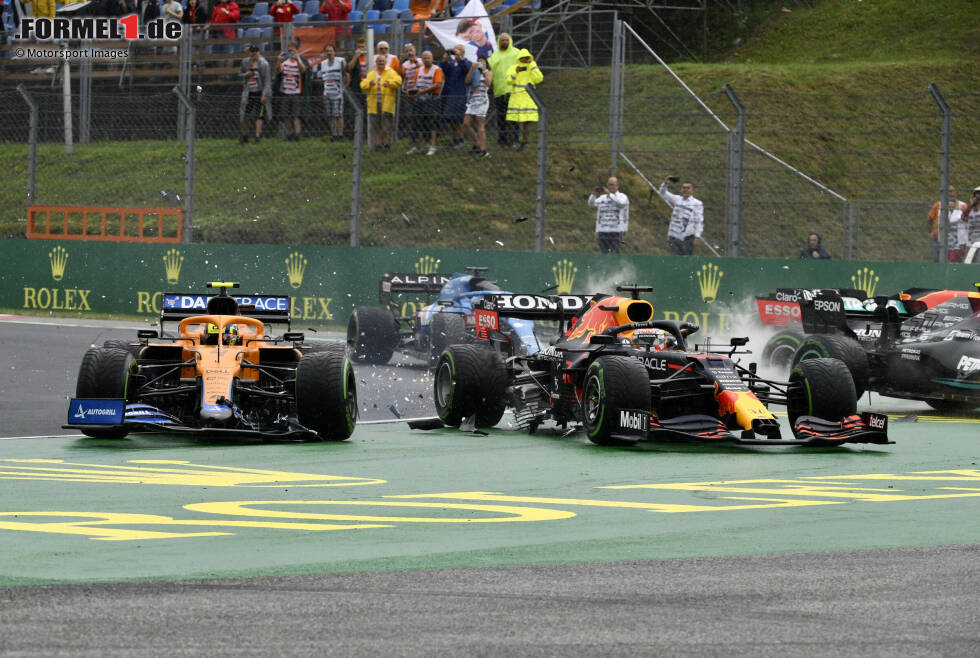 Foto zur News: Lando Norris (McLaren), Max Verstappen (Red Bull) und Valtteri Bottas (Mercedes)