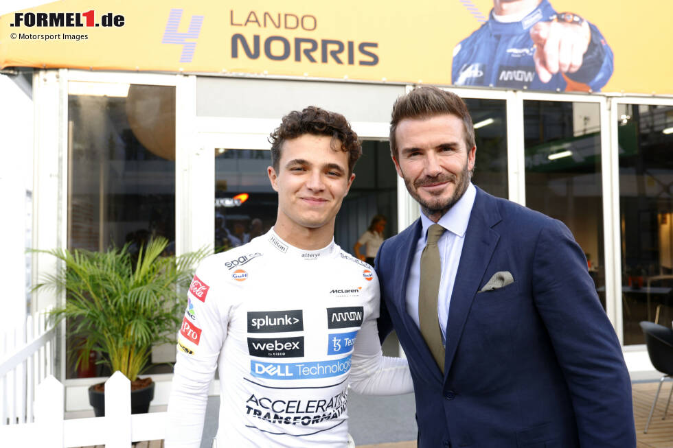 Foto zur News: Lando Norris (McLaren) und David Beckham