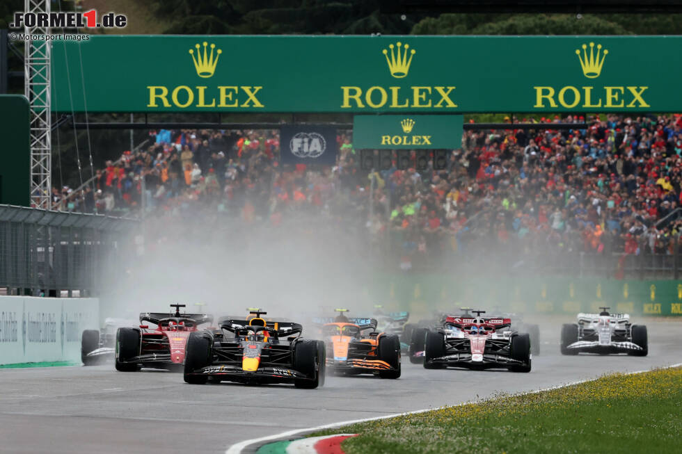 Foto zur News: Max Verstappen (Red Bull), Charles Leclerc (Ferrari), Lando Norris (McLaren) und Valtteri Bottas (Alfa Romeo)