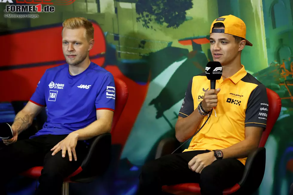 Foto zur News: Kevin Magnussen (Haas) und Lando Norris (McLaren)