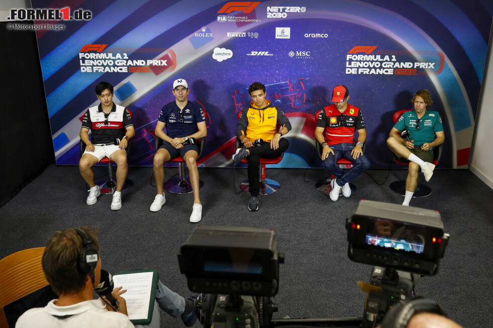 Foto zur News: Guanyu Zhou (Alfa Romeo), Nicholas Latifi (Williams), Lando Norris (McLaren), Charles Leclerc (Ferrari) und Sebastian Vettel (Aston Martin)