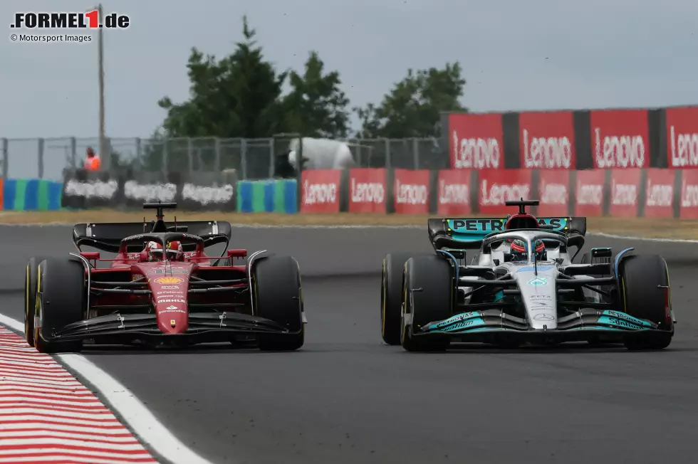 Foto zur News: Charles Leclerc (Ferrari) und George Russell (Mercedes)