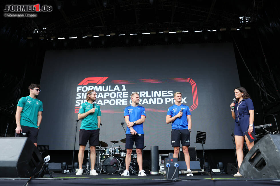 Foto zur News: Lance Stroll (Aston Martin), Sebastian Vettel (Aston Martin), Kevin Magnussen (Haas) und Mick Schumacher (Haas)