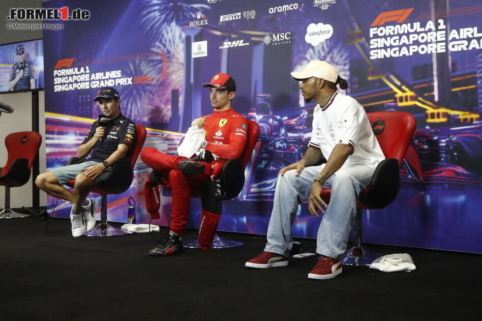 Foto zur News: Sergio Perez (Red Bull), Charles Leclerc (Ferrari) und Lewis Hamilton (Mercedes)