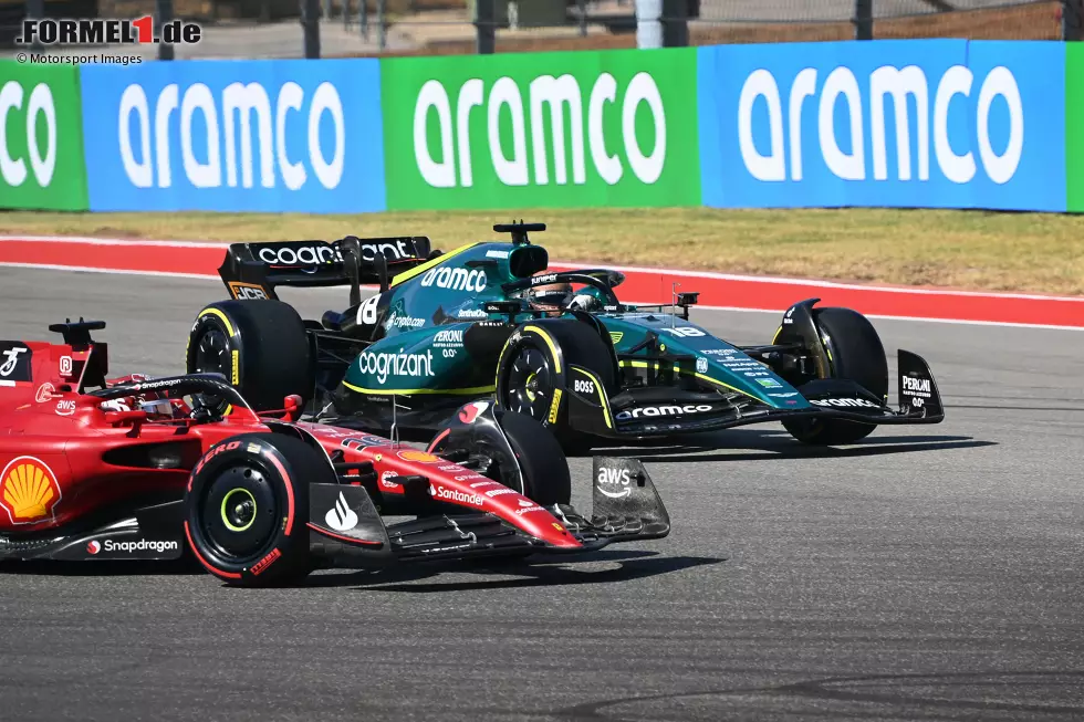 Foto zur News: Charles Leclerc (Ferrari) und Lance Stroll (Aston Martin)