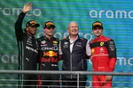 Foto zur News: Lewis Hamilton (Mercedes), Max Verstappen (Red Bull), Helmut Marko und Charles Leclerc (Ferrari)