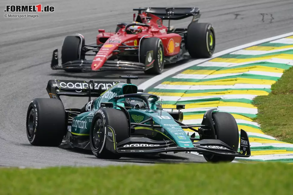 Foto zur News: Lance Stroll (Aston Martin) und Charles Leclerc (Ferrari)