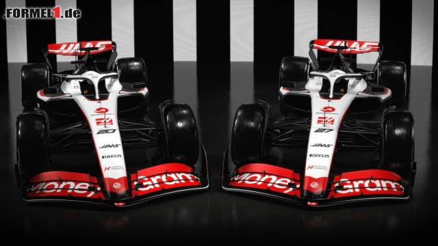 Foto zur News: Haas VF-23 für die Formel 1 2023 (Fahrer: Nico Hülkenberg & Kevin Magnussen)