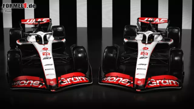 Foto zur News: Haas VF-23 für die Formel 1 2023 (Fahrer: Nico Hülkenberg & Kevin Magnussen)