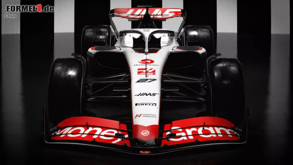 Foto zur News: Haas VF-23 für die Formel 1 2023 (Fahrer: Nico Hülkenberg &amp; Kevin Magnussen)