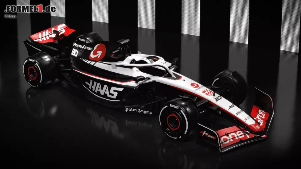 Foto zur News: Haas VF-23 für die Formel 1 2023 (Fahrer: Nico Hülkenberg &amp; Kevin Magnussen)