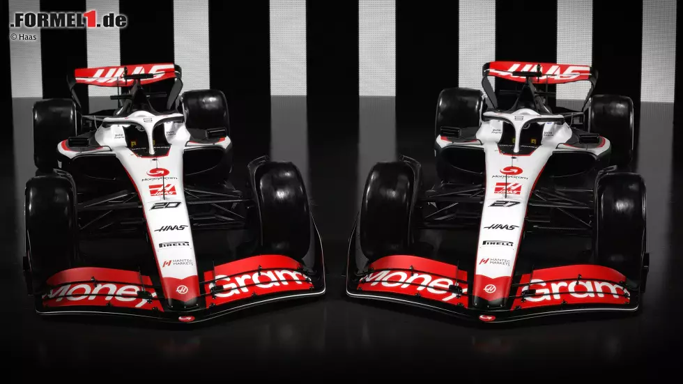 Foto zur News: Haas VF-23 für die Formel 1 2023 (Fahrer: Nico Hülkenberg &amp; Kevin Magnussen)