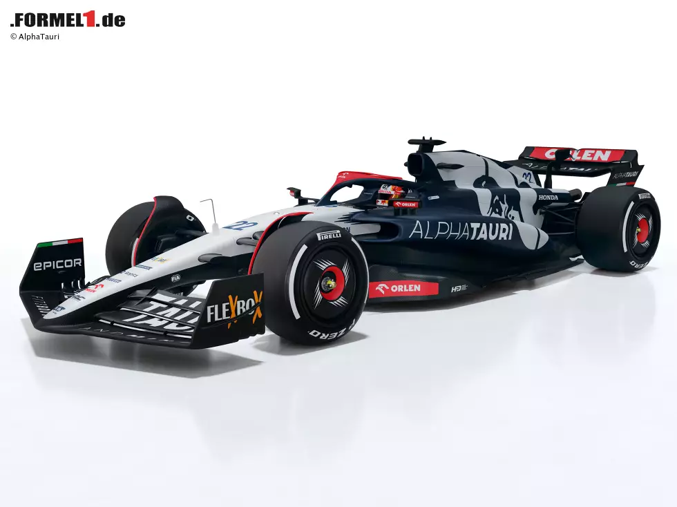 Foto zur News: Digitales Rendering des AlphaTauri AT04 für die Formel-1-Saison 2023