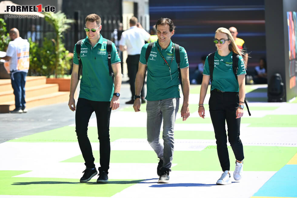 Foto zur News: Stoffel Vandoorne, Pedro de la Rosa und Jessica Hawkins (Aston Martin)